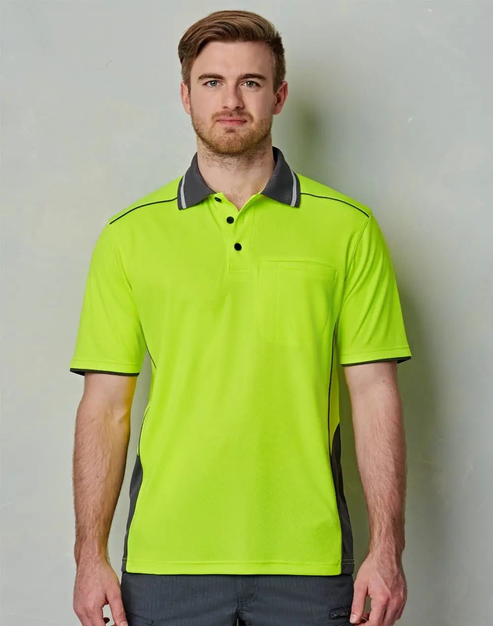 Unisex Hi-Vis Bamboo Charcoal Vented SS Polo SW79 Metro Workwear.